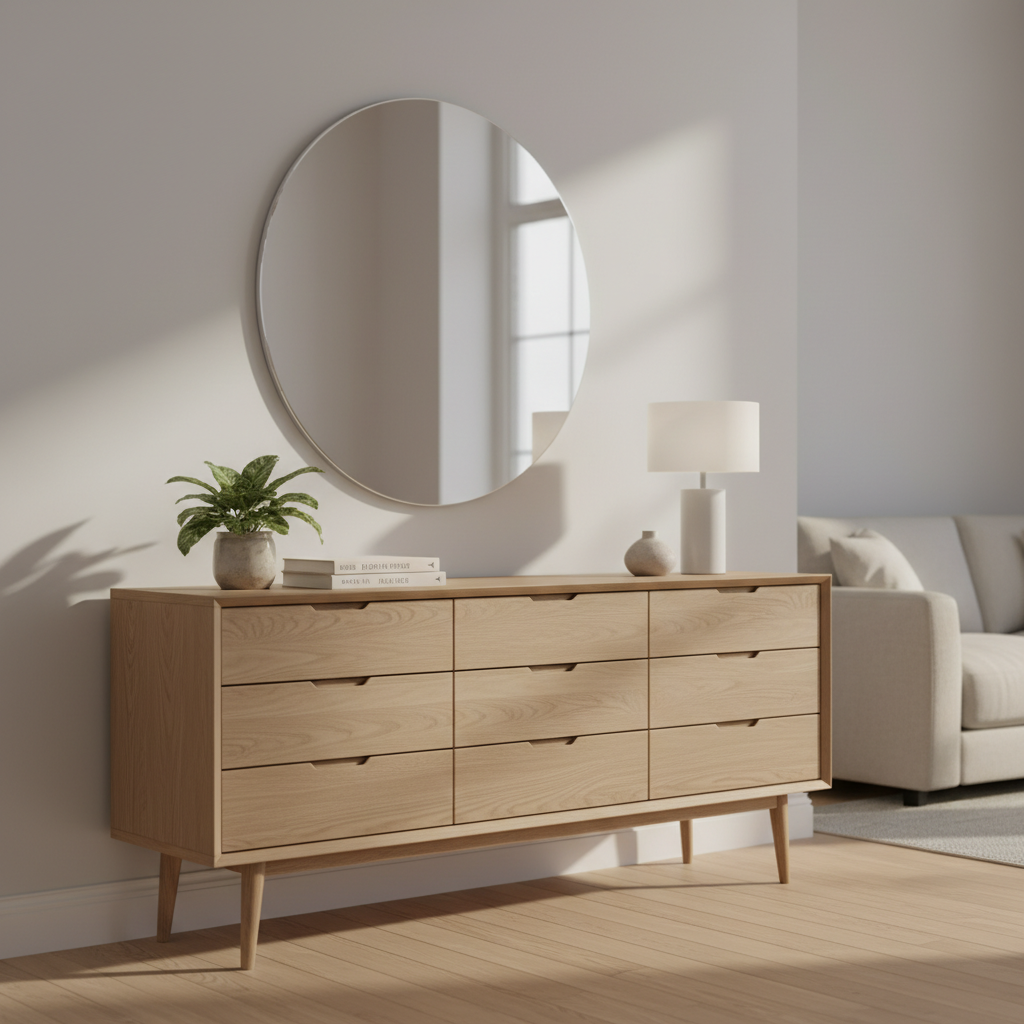 Madal kummut: nutikas viis väikeses elutoas ruumi võita